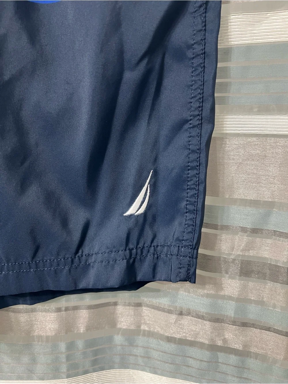 Nautica Navy Swim Shorts with Red, White & Blue Stripes
